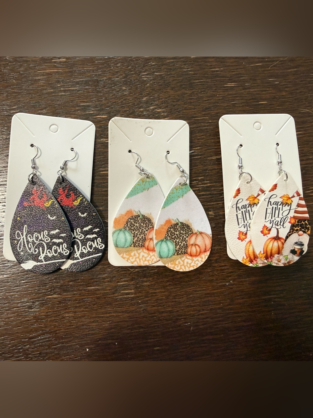 Women’s Teardrop Pumpkin Fall Halloween Double sided Earrings